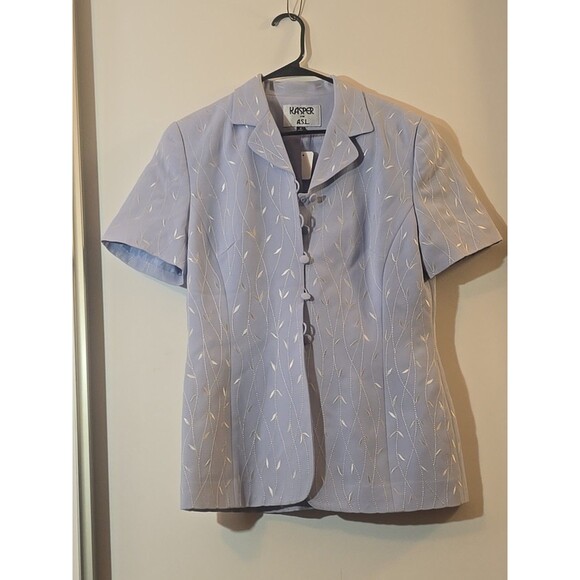 Vintage 9Os Kasper ASL Baby Pastel Blue Embroidery Solid Pint Midi Skirt W/Top - Picture 2 of 9